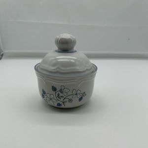 Covington Edition Avondale Sugar Bowl with Lid Floral Blue Gray White